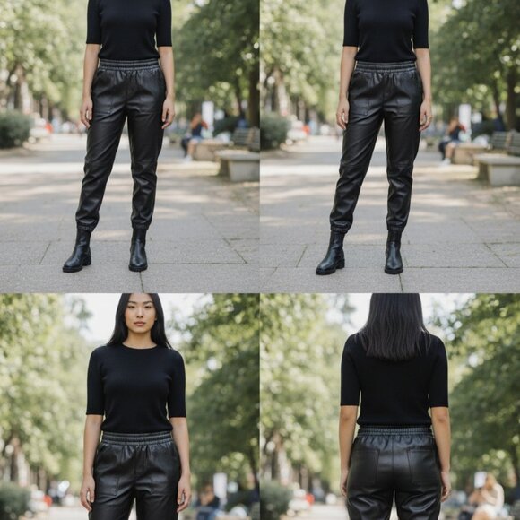 Nordstrom Pants - Nordstrom Faux Leather Jogger Pants 3X Noir Black Plus Size Women's Elastic Wais